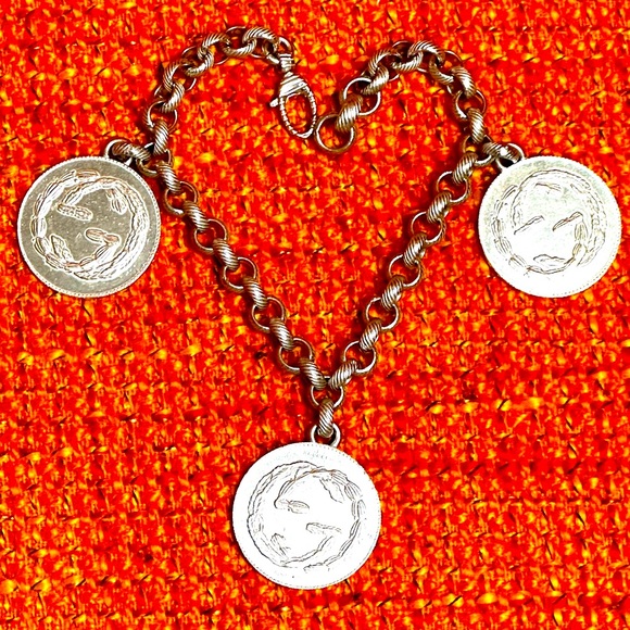 Gucci Sterling Silver Coin/Charm Bracelet - Picture 1 of 16